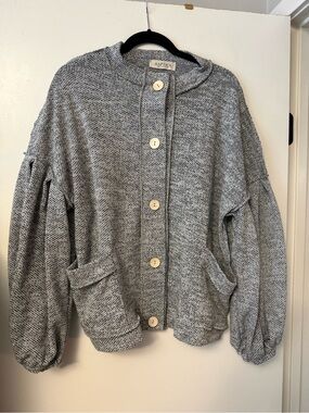 Haptics Grey Textured Button-Front Cardigan